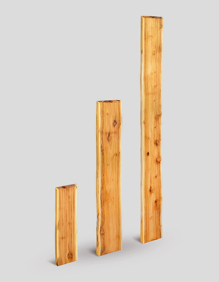 Schuttingplanken van boomstam (met natuurlijke rand), geschuurd, uiteinden afgeschuind, van robiniahout