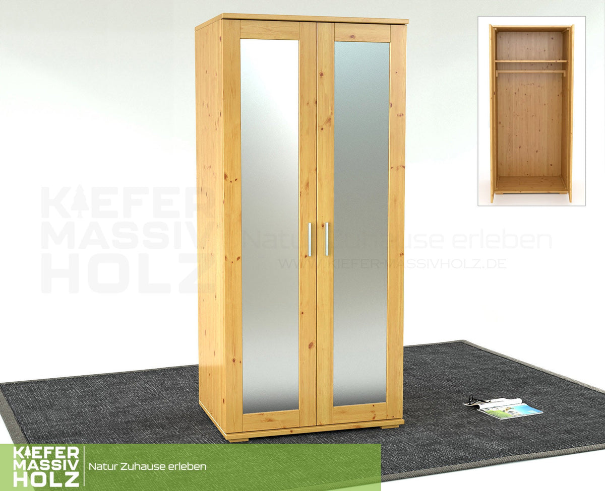Armoire à portes miroirs Nobis Bio Pin – Une garde-robe élégante et pratique pour votre intérieur