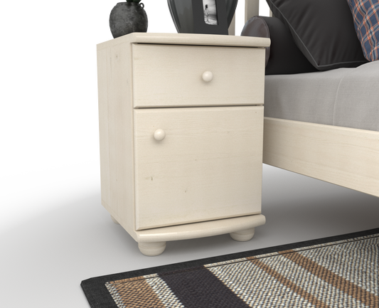 Claudia Nachttisch Kiefer Massivholz | 1-Schublade 1-Türig | 100% Bio Kiefer Nachtschrank