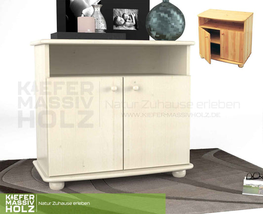 Claudia Kommode Sideboard aus 100% Bio Kiefer Massivholz | 2-Türig | 1 Regal