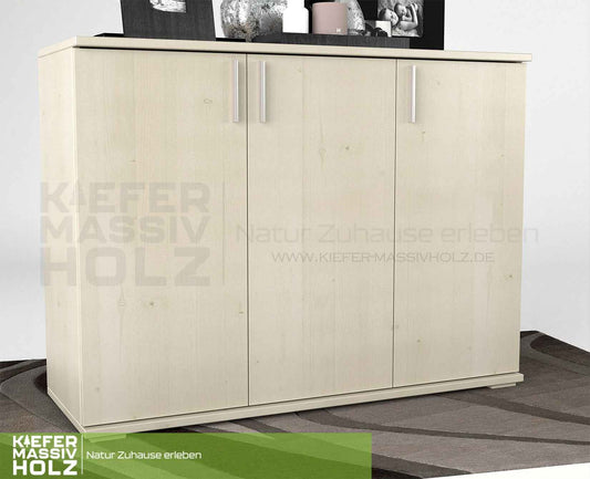 Nobis Kommode 120 Bio Kiefer | 3-türiges Sideboard aus 100% massivem Kiefernholz