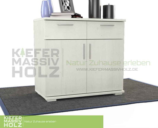 Nobis Kommode Massivholz aus 100% Bio Kiefer | 2-Türig mit 2 Schubladen für stilvolles Wohnen