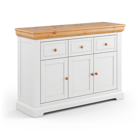 Commode Milano Elite – Solution élégante et spacieuse en bois massif blanc/pin