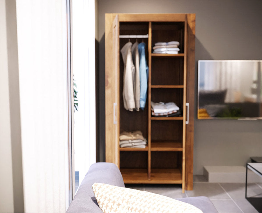 Armoire NATURA en bois de bouleau – 2 portes avec étagères pour plus d'ordre et de style