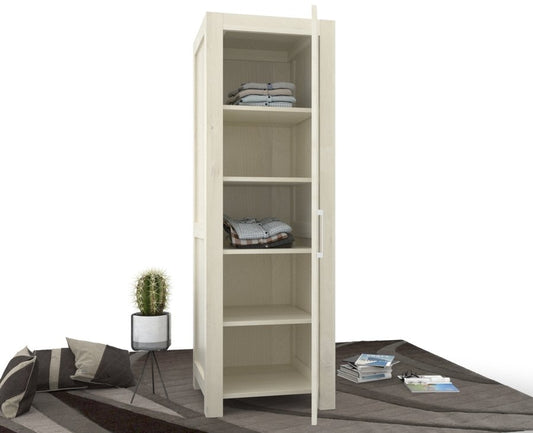 Armoire NATURA 1 porte avec étagères en bois massif