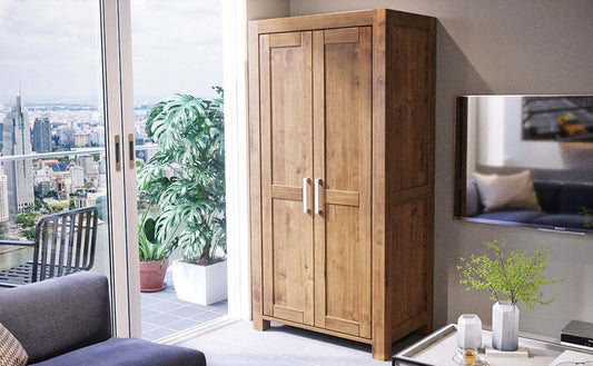 Armoire NATURA en bois de bouleau – 2 portes avec étagères pour plus d'ordre et de style