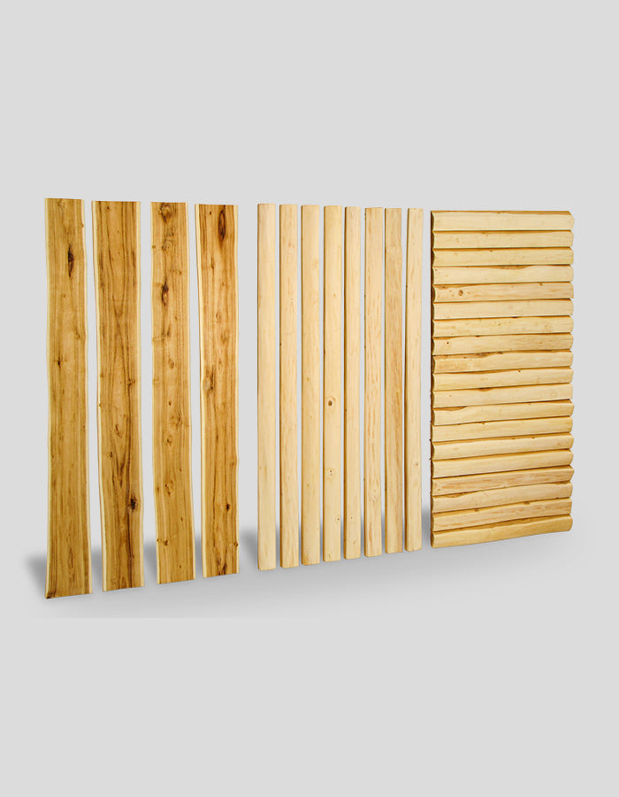 Boomstamplanken, schorsplanken, blokhutplanken