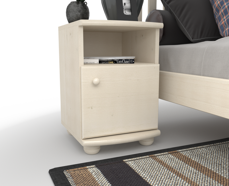 Claudia Kiefer Nachttisch Massivholz | Nachtschrank mit 1 Regal und 1 Tür | 100% Bio Kiefer