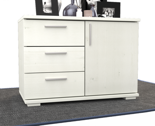 Nobis Kommode Bio Kiefer Massivholz 1-türig mit 3 Schubladen - 57 cm