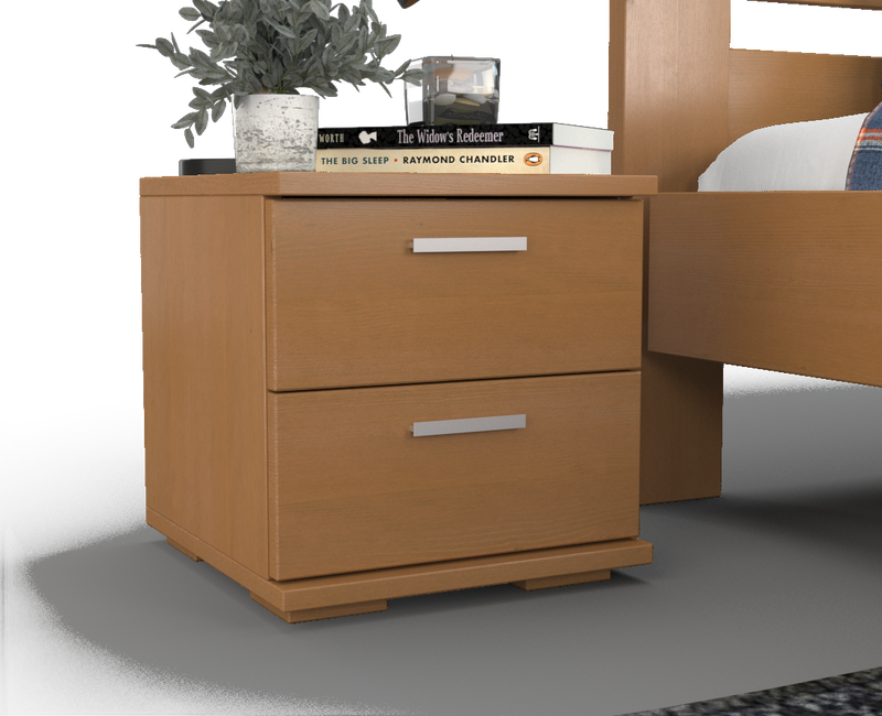 Nobis Kiefer Massivholz Nachttisch | 2-Schubladen Nachtschrank aus 100% Bio Kiefer