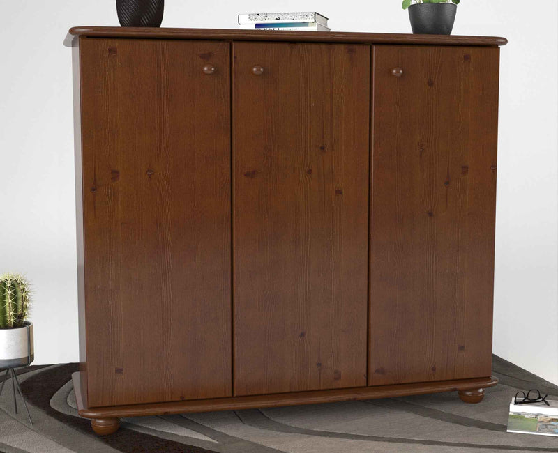 Anika Kommode Kiefer Massivholz 110er | 3-Türig Sideboard mit Regalfächer aus 100% Bio Holz