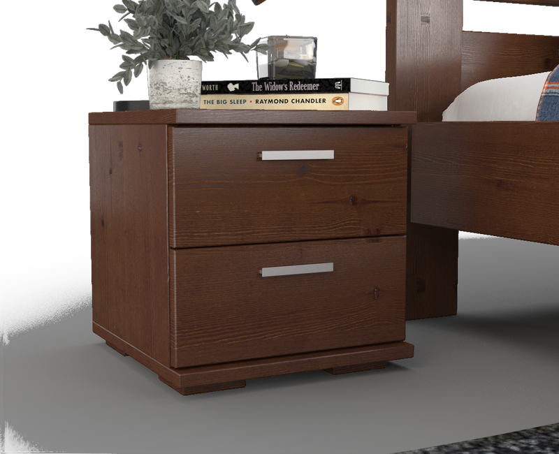 Nobis Kiefer Massivholz Nachttisch | 2-Schubladen Nachtschrank aus 100% Bio Kiefer