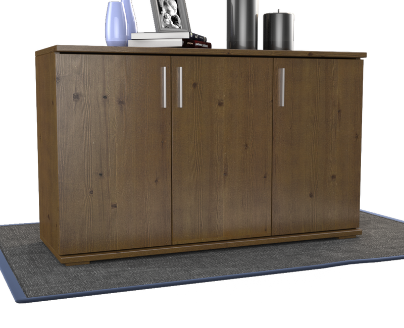 Nobis Kommode Bio Kiefer Massivholz | 3-Türig Sideboard mit Regalböden aus 100% Bio Kiefer
