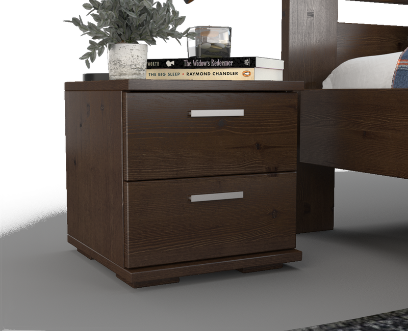 Nobis Kiefer Massivholz Nachttisch | 2-Schubladen Nachtschrank aus 100% Bio Kiefer