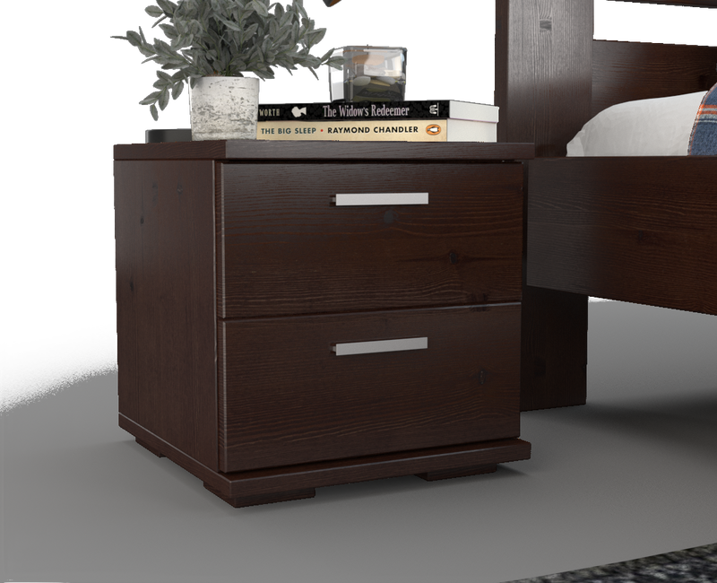 Nobis Kiefer Massivholz Nachttisch | 2-Schubladen Nachtschrank aus 100% Bio Kiefer