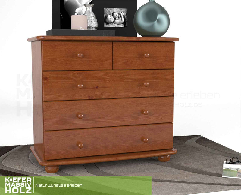 Claudia Kommode Bio Massivholz | Sideboard mit 3-XL Schubladen und 2 kleinen Anrichten