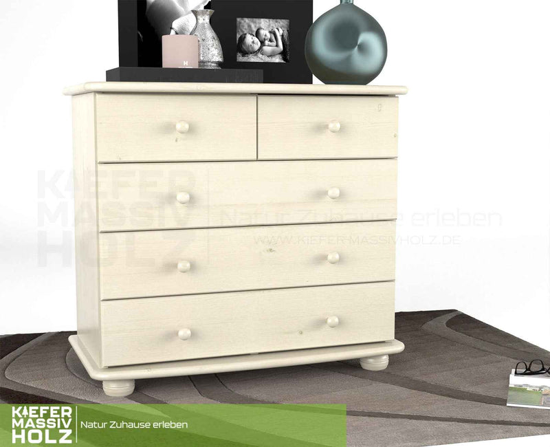 Claudia Kommode Bio Massivholz | Sideboard mit 3-XL Schubladen und 2 kleinen Anrichten