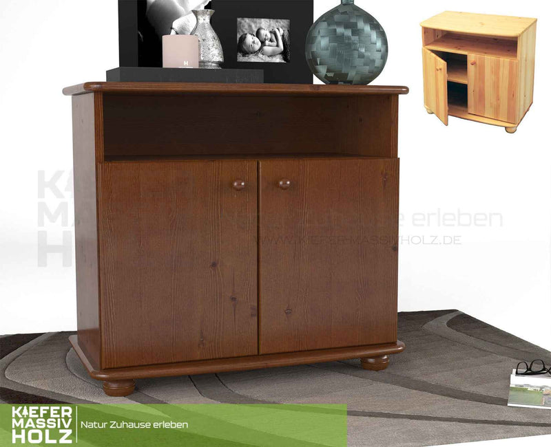 Claudia Kommode Sideboard aus 100% Bio Kiefer Massivholz | 2-Türig | 1 Regal