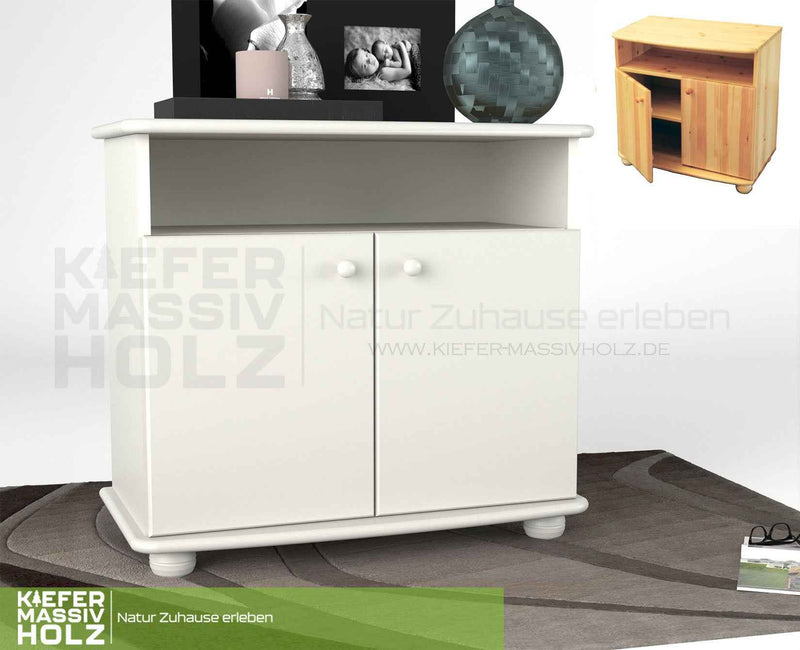 Claudia Kommode Sideboard aus 100% Bio Kiefer Massivholz | 2-Türig | 1 Regal