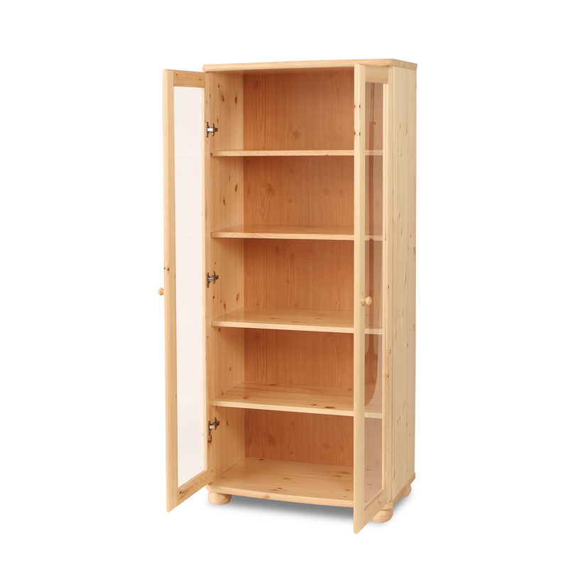 Claudia Vitrine Bio Kiefer Massivholz | 2-Türig mit 4 Regalen aus 100% natürlichem Holz