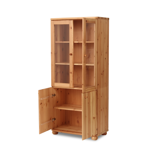 Claudia Buffetschrank Massivholz Vitrine V.2 aus 100% Bio Kiefer | 4-Türig und umweltfreundlich