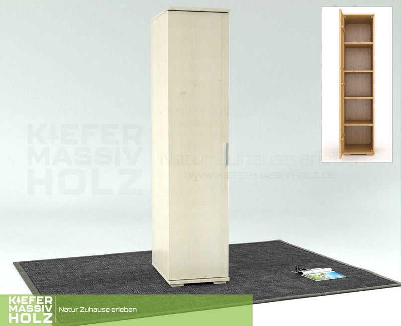 Nobis Kleiderschrank Bio Kiefer | 42 cm Tiefe 1-Türig mit Regalen aus 100% massivem Holz