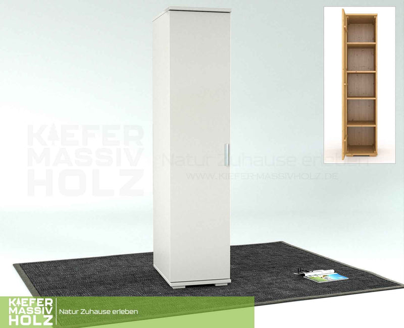 Nobis Kleiderschrank Bio Kiefer | 59 cm Tiefe 1-Türig mit Regalen aus 100% massivem Kiefernholz