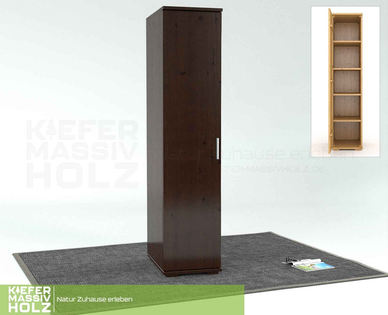 Nobis Kleiderschrank Bio Kiefer | 59 cm Tiefe 1-Türig mit Regalen aus 100% massivem Kiefernholz