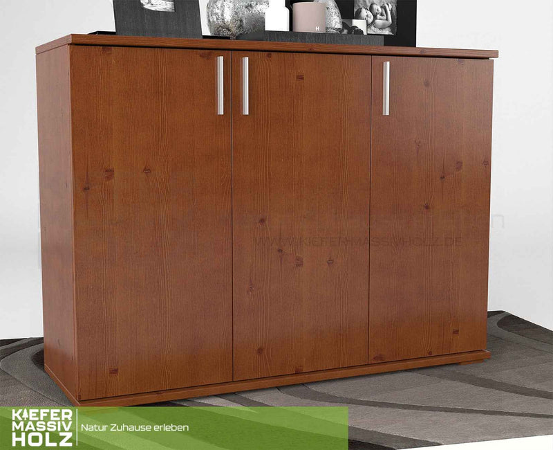 Nobis Kommode 120 Bio Kiefer | 3-türiges Sideboard aus 100% massivem Kiefernholz