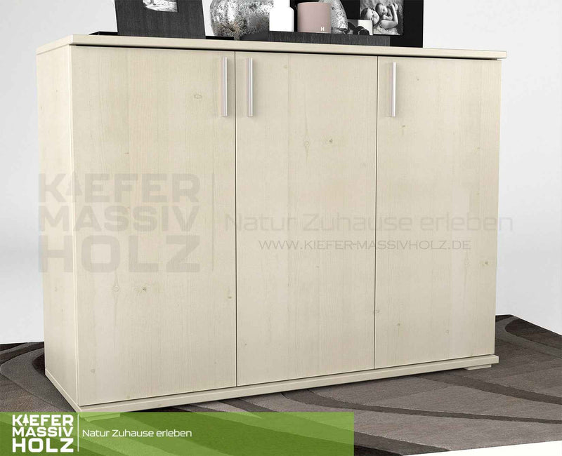Nobis Kommode 120 Bio Kiefer | 3-türiges Sideboard aus 100% massivem Kiefernholz