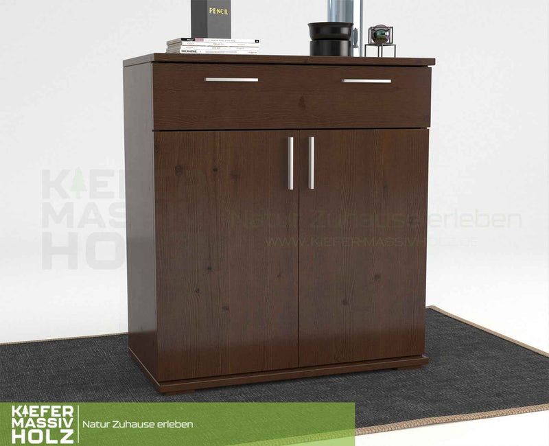 Nobis Kommode 100% Bio Kiefer | Sideboard mit 1-Schublade und 2-Türen | 90cm hoch