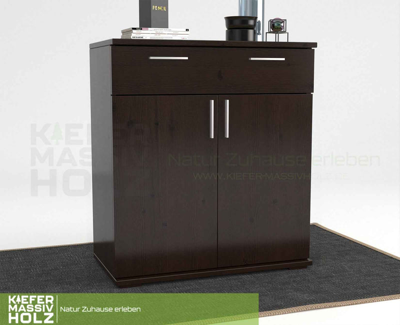 Nobis Kommode 100% Bio Kiefer | Sideboard mit 1-Schublade und 2-Türen | 90cm hoch