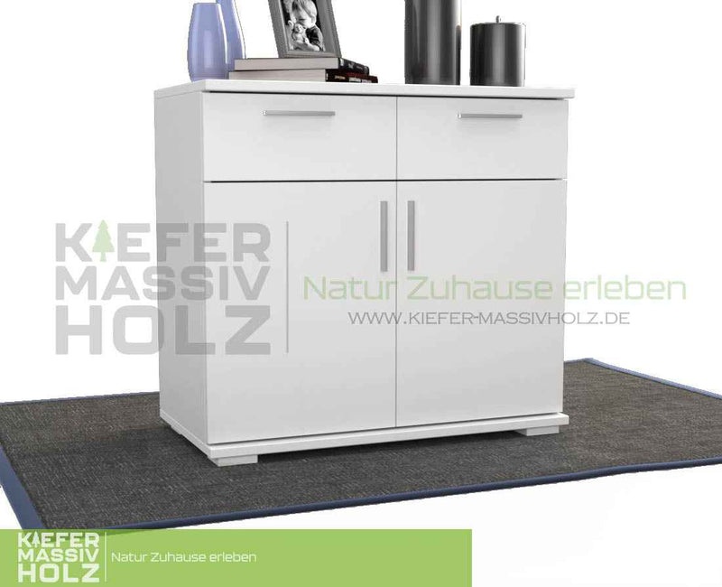 Nobis Kommode Massivholz aus 100% Bio Kiefer | 2-Türig mit 2 Schubladen für stilvolles Wohnen