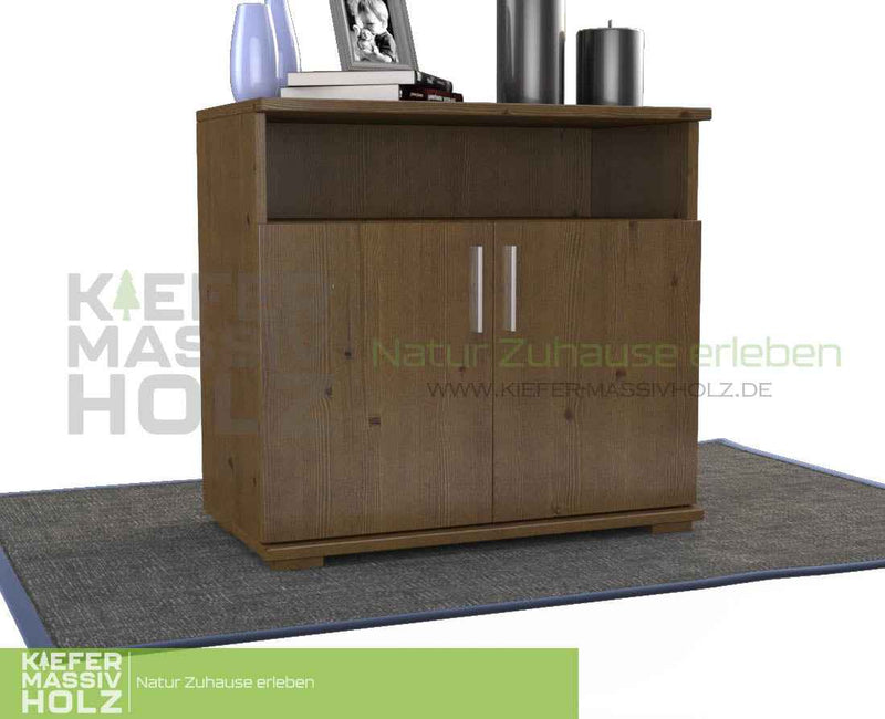 Nobis Kommode Sideboard Bio Kiefer Massivholz | 2-Türig mit Regalfach | 100% Natürliches Design