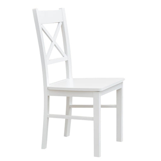 Bologna Elegante Massivholzstuhl mit X-Rückenlehne in Weiß – Stilvoller Komfort für Ihr Zuhause