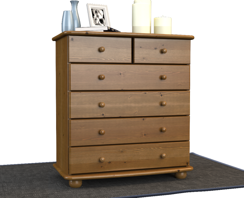 Anika Kommode Massivholz aus 100% Bio Kiefer | 6-Schubladen Sideboard für modernen Wohnstil