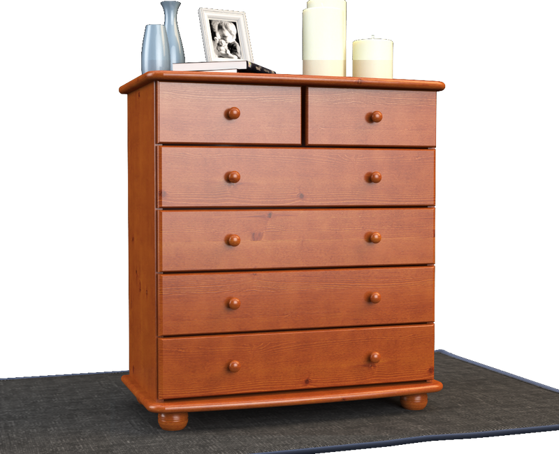 Anika Kommode Massivholz aus 100% Bio Kiefer | 6-Schubladen Sideboard für modernen Wohnstil