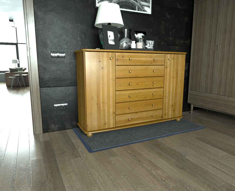 Anika Kommode XL Kiefer Massivholz | Sideboard mit 2 Türen & 6 Schubladen | 100% Bio Qualität
