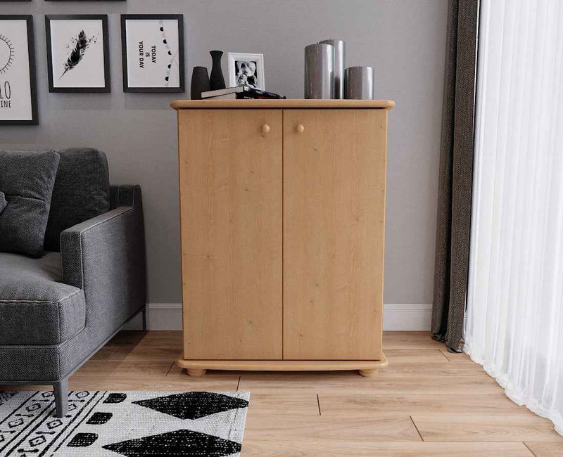 Anika Kommode 110er Bio Kiefer Massivholz | 2-Türig Sideboard mit Regalfächern | Anrichte aus 100% Massivholz